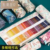素描铅笔36支72孔铅笔笔帘48孔卷笔袋帆布防落式 卷帘中国风色彩可