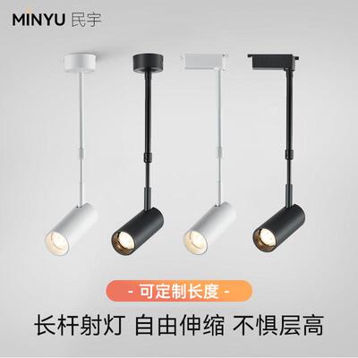 明装射灯吸顶可调角度长杆条形单头吊线 线店铺商用展会长臂伸缩l