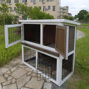 户外实木兔笼豪华双层兔窝宠物笼兔舍宠物屋防喷尿豚鼠仓鼠通用