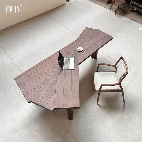 柳作新中式实木茶桌茶台宋氏美学异型办公室高端定制书桌办公桌
