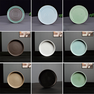 苔藓盆景花托紫砂托盘花盆接水底盘陶瓷大小号圆盆托花盘底座底托