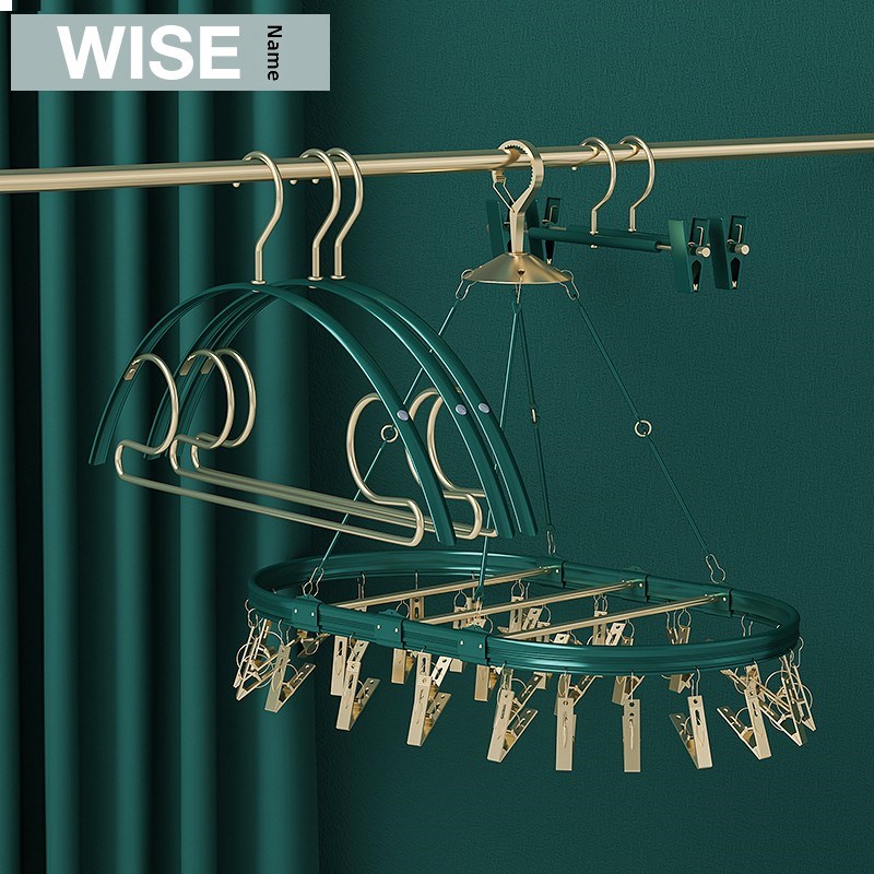 网红墨绿色袜架多夹子袜子架多功能阳台晾晒衣服架婴儿晒袜子神器