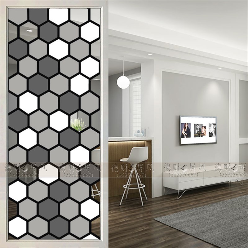 现代简约玻璃屏风隔断墙装饰双面卧室透光家用移动玄关小户型轻奢