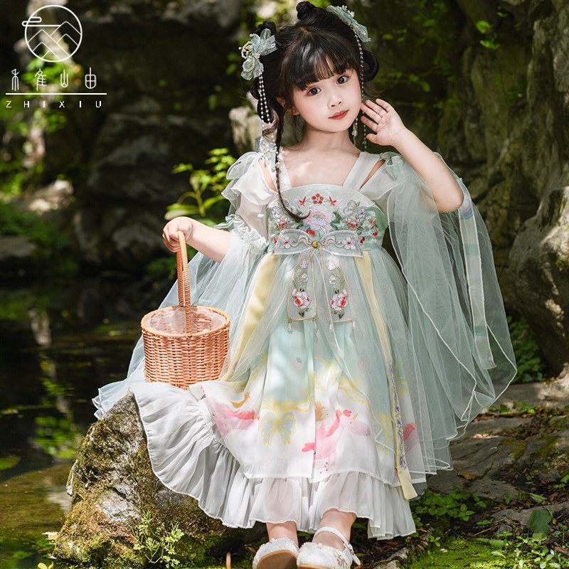 女童夏装汉服连衣裙2025新款儿童古装中国风女孩唐装演出超仙襦裙
