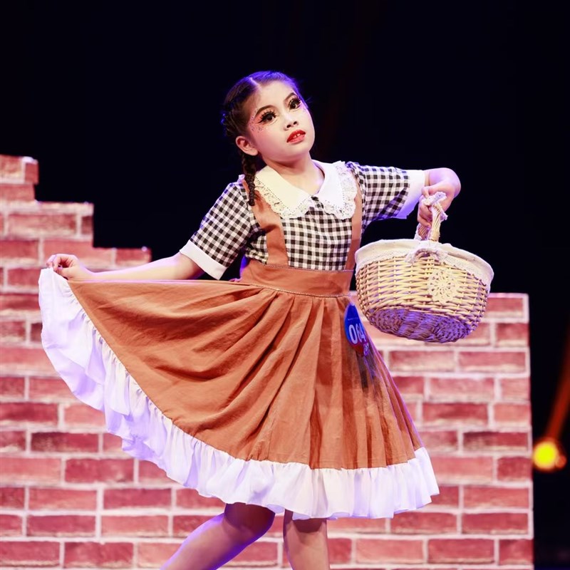 儿童舞蹈服心中的红裙装小舞者独舞剧目演出服两件套桃李杯舞衣