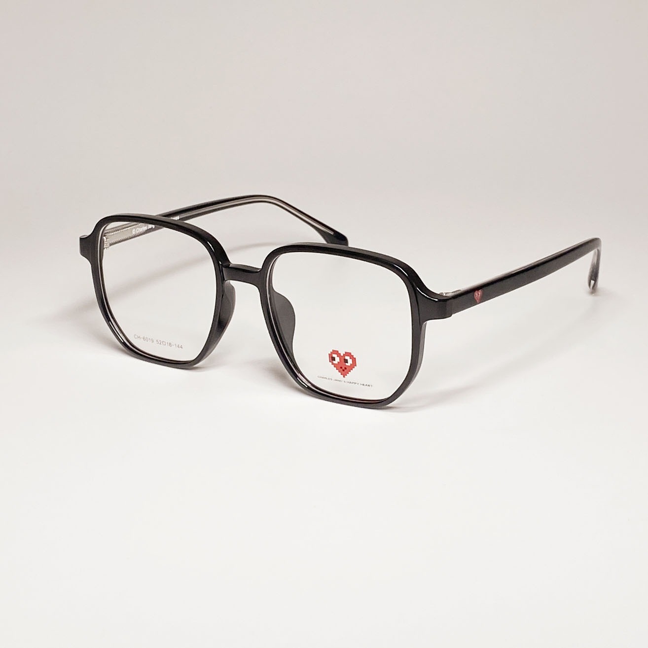 查尔斯桃心素颜眼镜超轻近视可配度数大框眼镜架黑框眼镜女6019