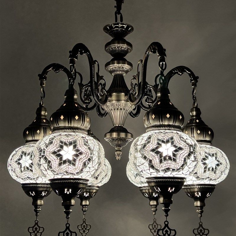2023新款特色餐厅包间咖啡厅酒店民宿土耳其手工经典6头枝型吊灯,家装灯饰光源,酒店/宴会厅/餐饮吊灯,淘宝优惠券,粉丝福利购,淘宝优惠卷