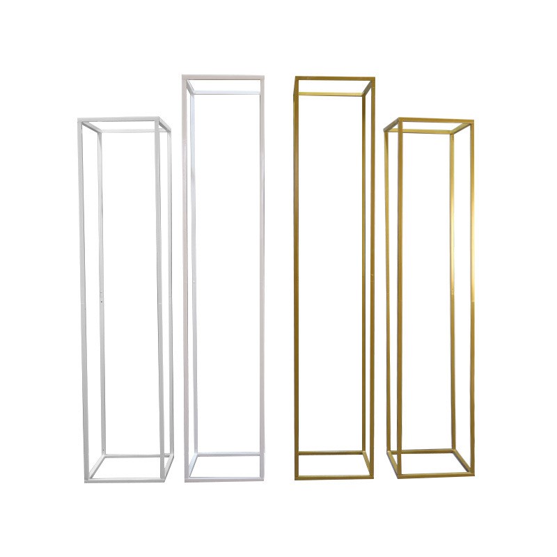 婚庆铁艺几何路i引气球拱架金色方框花柱婚礼布置装饰道具摆件花