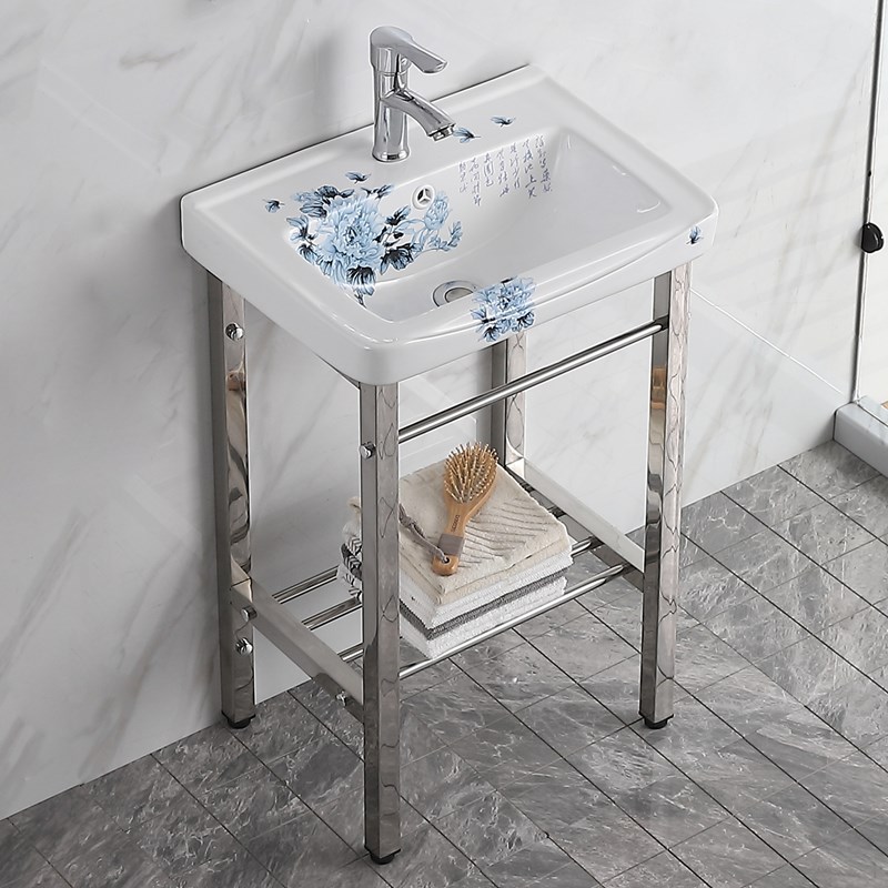 阳台柱盆洗脸盆陶瓷洗手盆小户型厕所卫生间简易落地式支架洗漱池