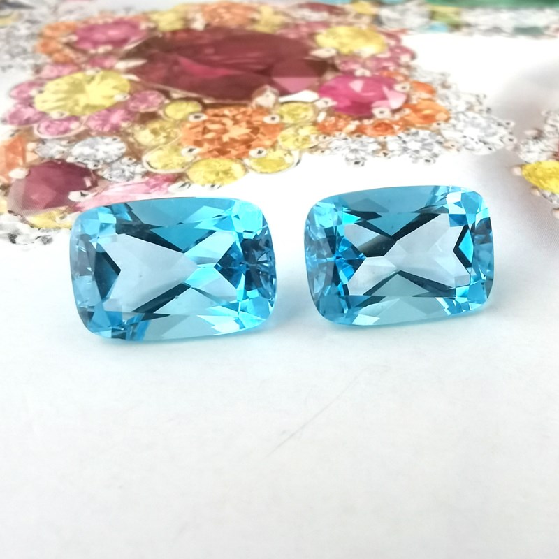 【精品裸石】17.1克拉 一对 长方枕形 天然托帕石 耳坠 耳环