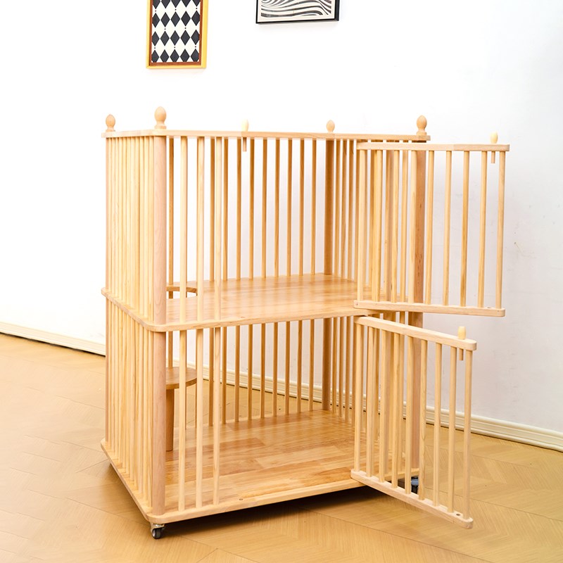 【升级】实木双层猫别墅笼子半封闭猫跳台猫窝中小型猫屋人猫互动