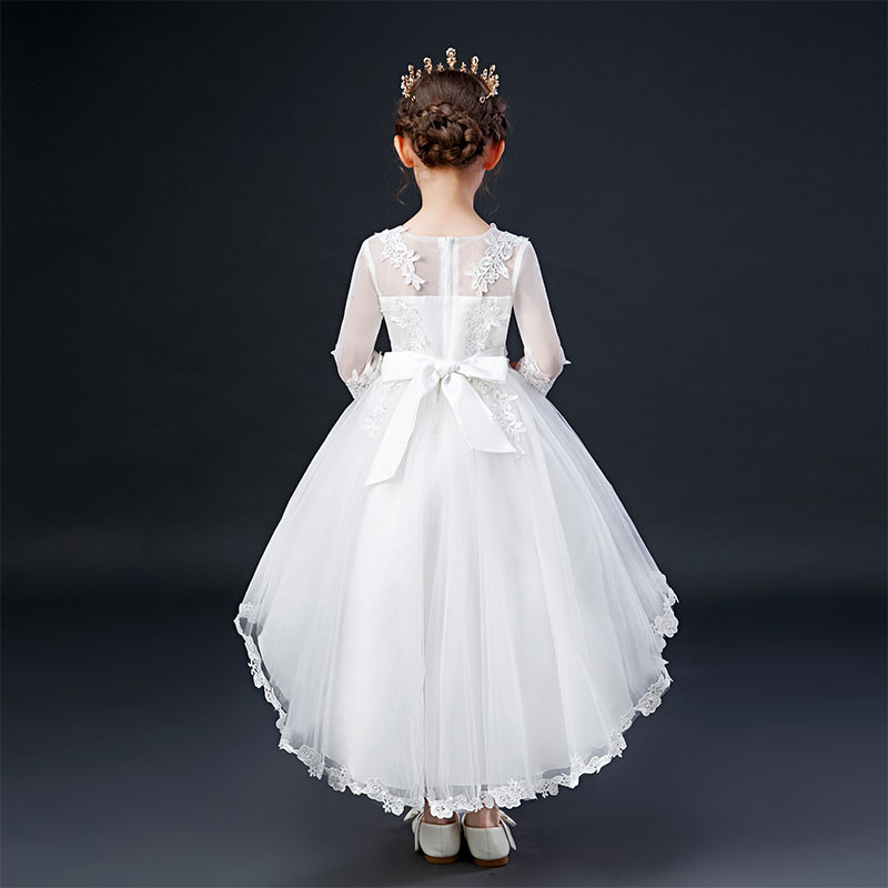 儿童夏款拖尾连衣裙小女孩公主裙花童婚纱晚礼服钢琴演出服蓬蓬裙