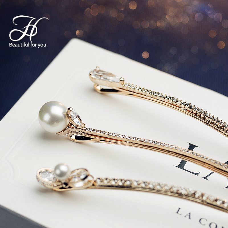 大发夹女顶夹一字夹刘海气质简约网红珍珠水钻长发卡侧边夹子头饰