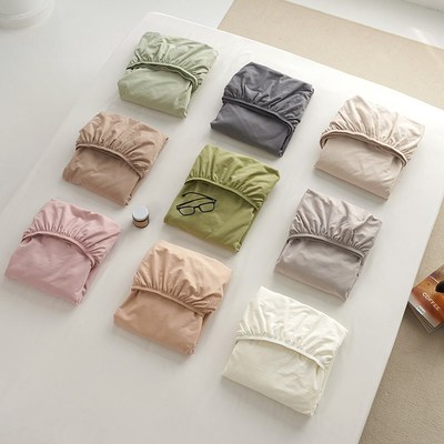 秋冬季A类40支全棉磨毛床笠单件加厚纯棉床罩三件套素色亲肤裸睡