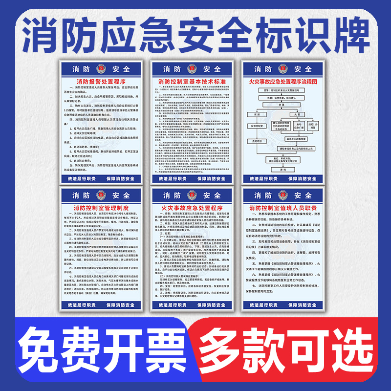 消防应急安全管理宣传标语标识牌控制室水泵房制度告示火灾事故报