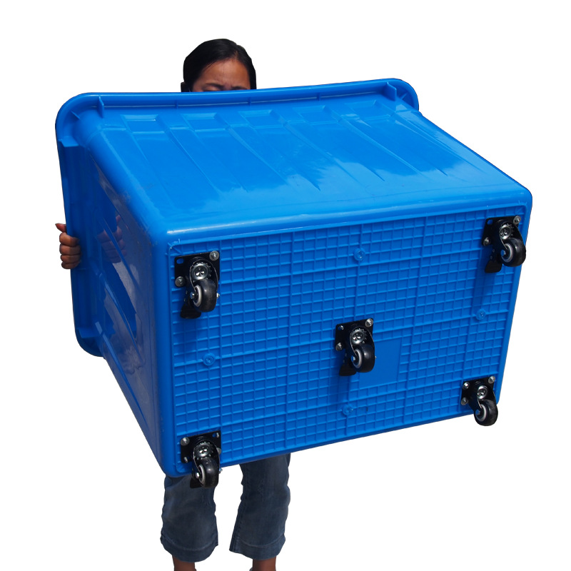塑料周转箱带轮子m长方形加厚服装厂手推车周转筐快递送货框大