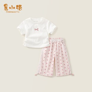 裤 女童夏季 洋气时髦宝宝儿童上衣短袖 2025新薄款 子两件套衣服 套装