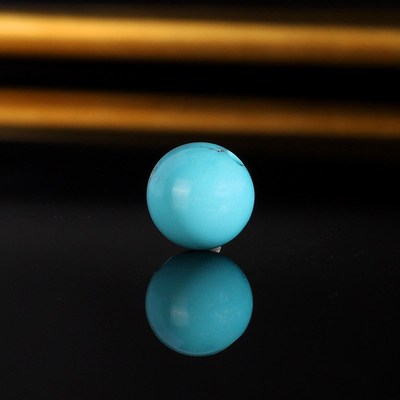 远廷~天然原矿湖北绿松石圆珠 十堰高瓷蓝铁线纹单珠7.8mm散珠