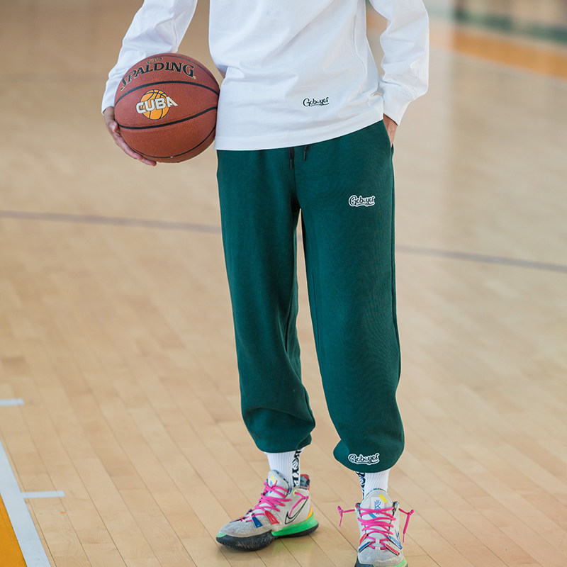 加绒美式篮球卫裤宽松长裤男女束脚厚运动休闲街头复古情侣秋冬天
