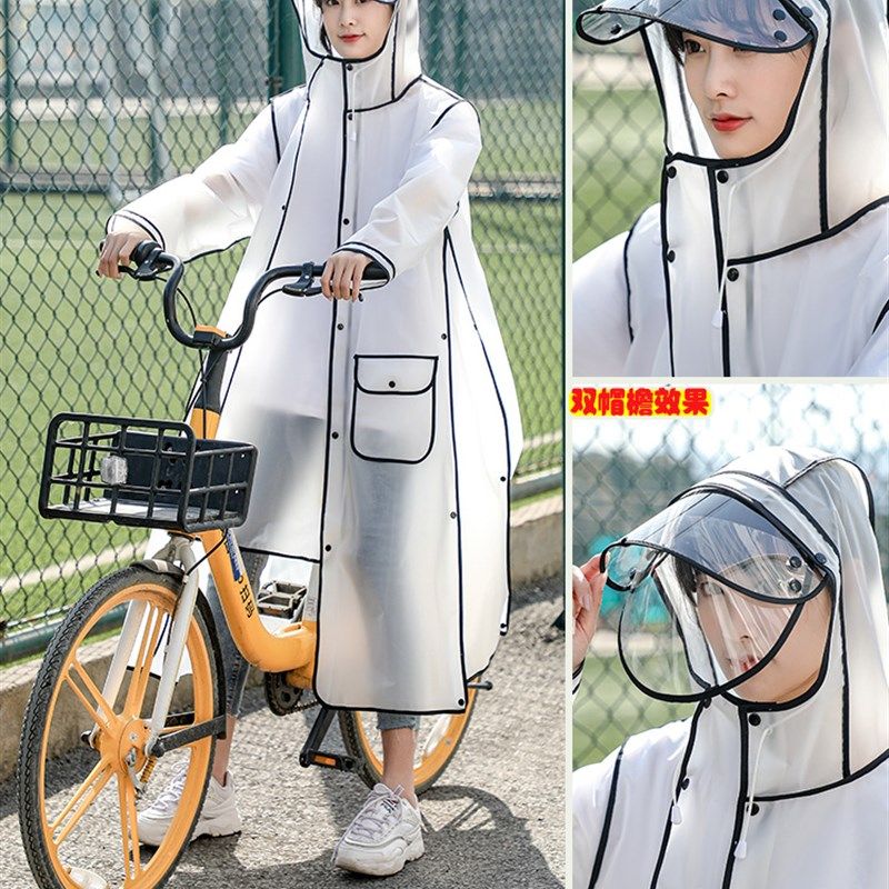透明雨衣长款全身电动车骑行单人女男时尚学生徒步自行车成人雨披