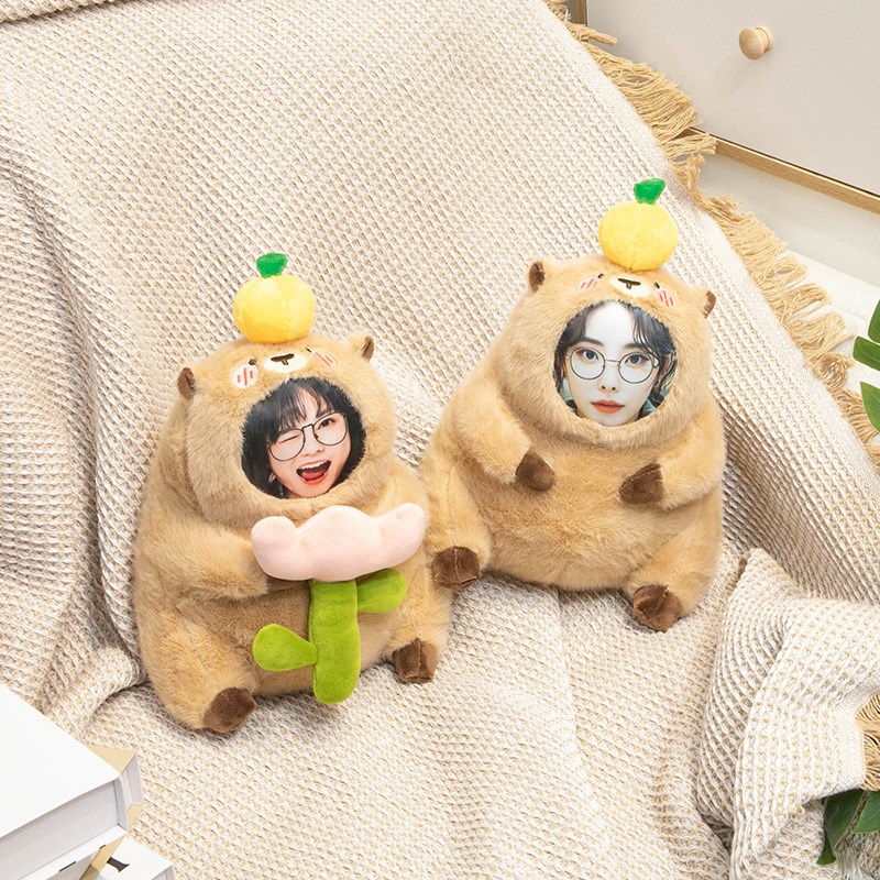 会摇尾巴的公仔diy来图定制拉绳线水豚玩偶睡觉抱枕印照片生日女