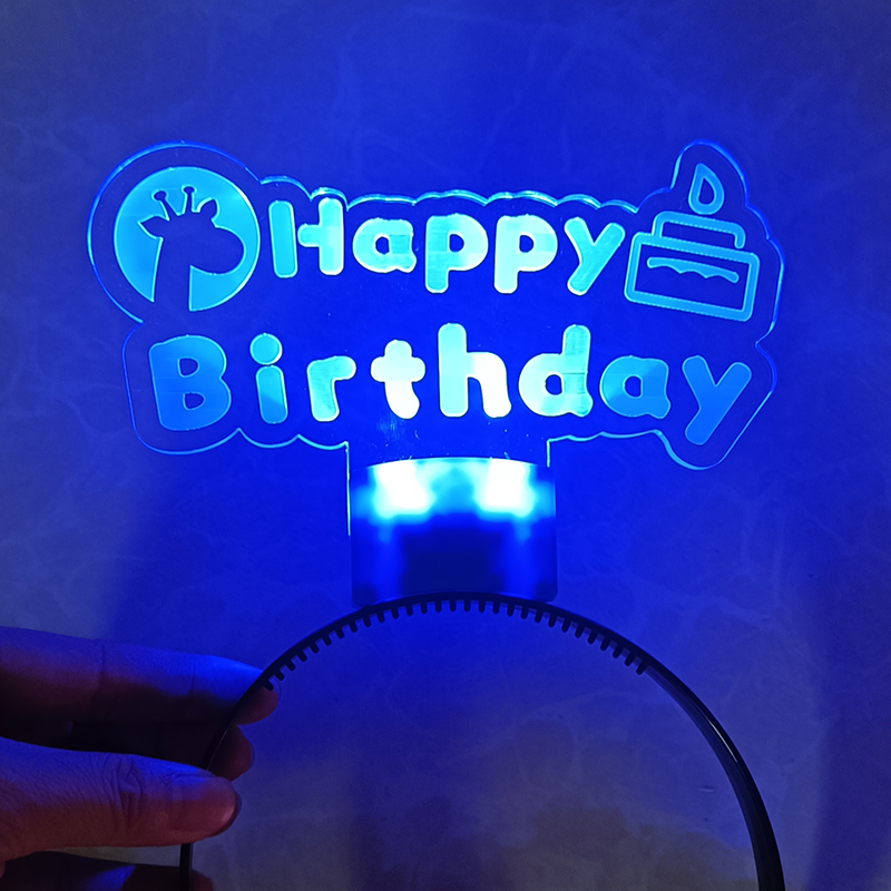 生日快乐发光头箍手举灯牌荧光棒聚会气氛道Q具发箍头饰发卡定制