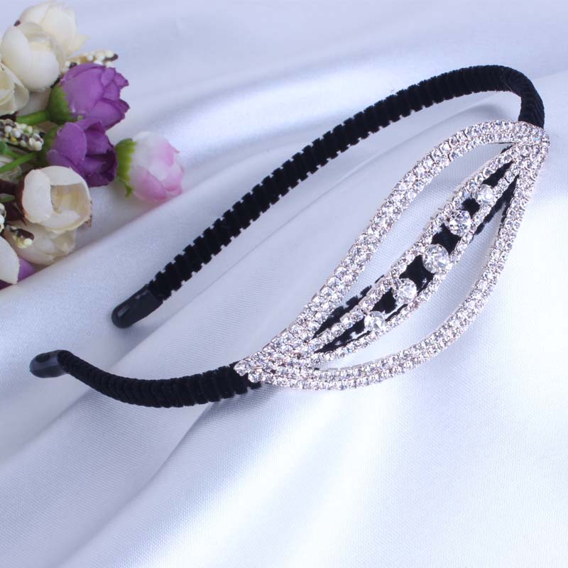 发饰女韩国可爱防滑带o钻发箍日韩新娘头饰黑色短发发饰珍珠细头