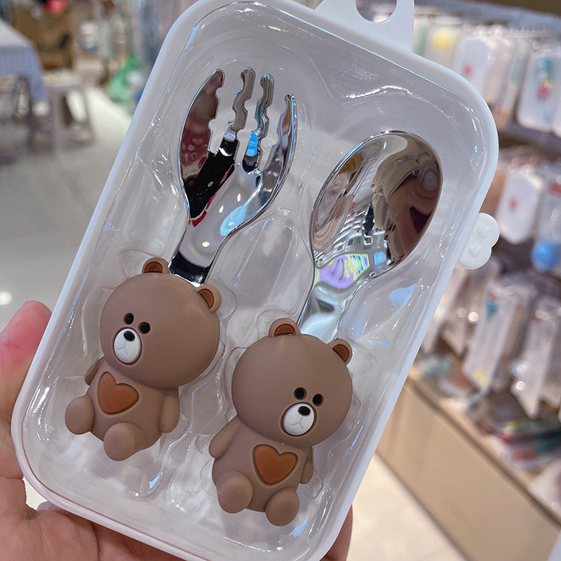 儿童不锈钢叉勺套装宝宝勺子叉子不伤嘴吃饭训练2岁3婴儿辅食餐具