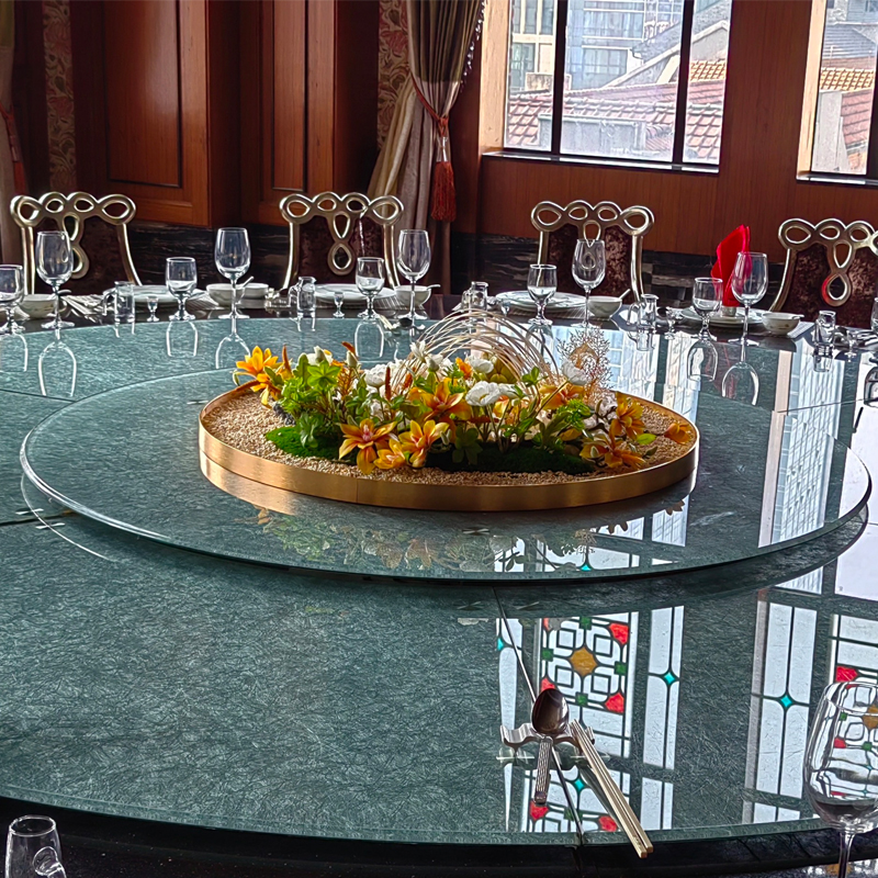 大圆桌中间摆花新中式餐桌摆件酒店餐桌桌面中间转盘装饰花艺