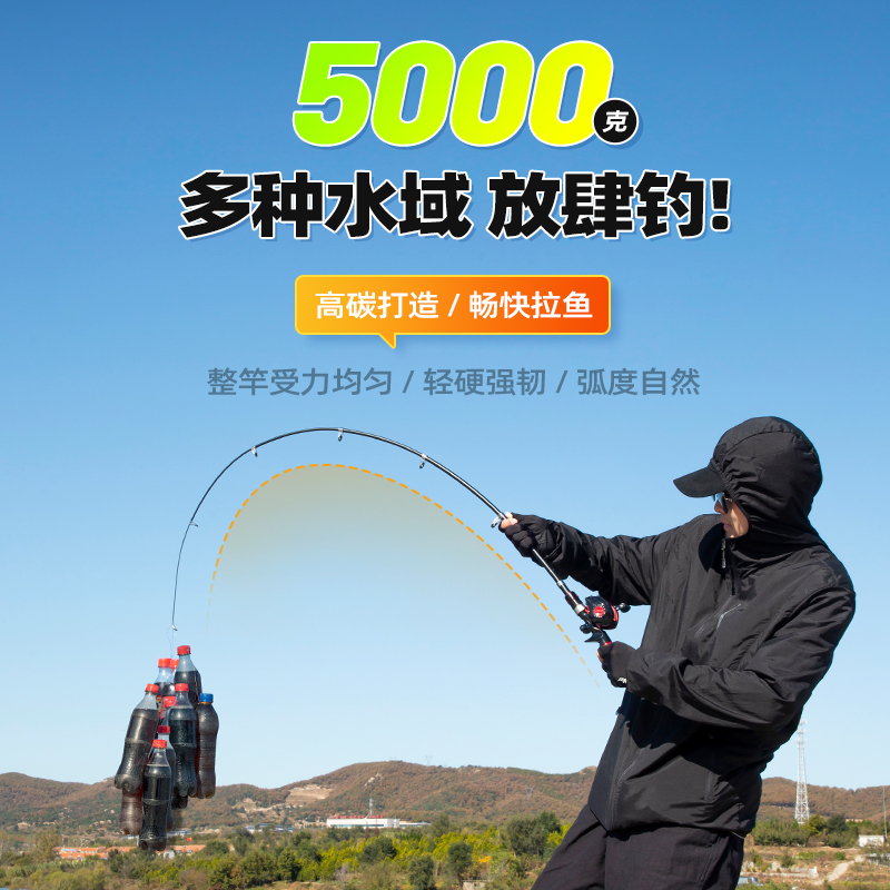 伸缩路亚竿套装高碳路n滑竿MH直柄便携超轻超硬短节海竿路亚杆单
