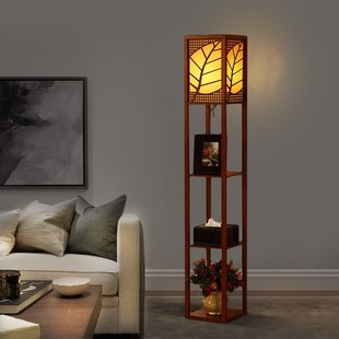 中式落地灯 置物架子灯床头卧室灯客厅书房灯书架乔迁婚嫁礼物