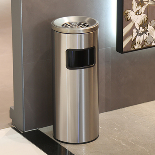 不锈钢酒店大堂垃圾桶带烟灰缸宾馆走廊大厅立式商用电梯口果皮箱