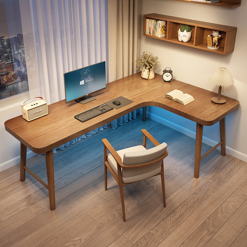 实木转角桌家用书桌双人办公桌子拐角靠墙工作台L字型台式电脑桌