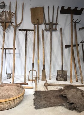 民俗老物件老农具装n饰木耙土楼铁锹扁担农庄影视道具农场农耕文