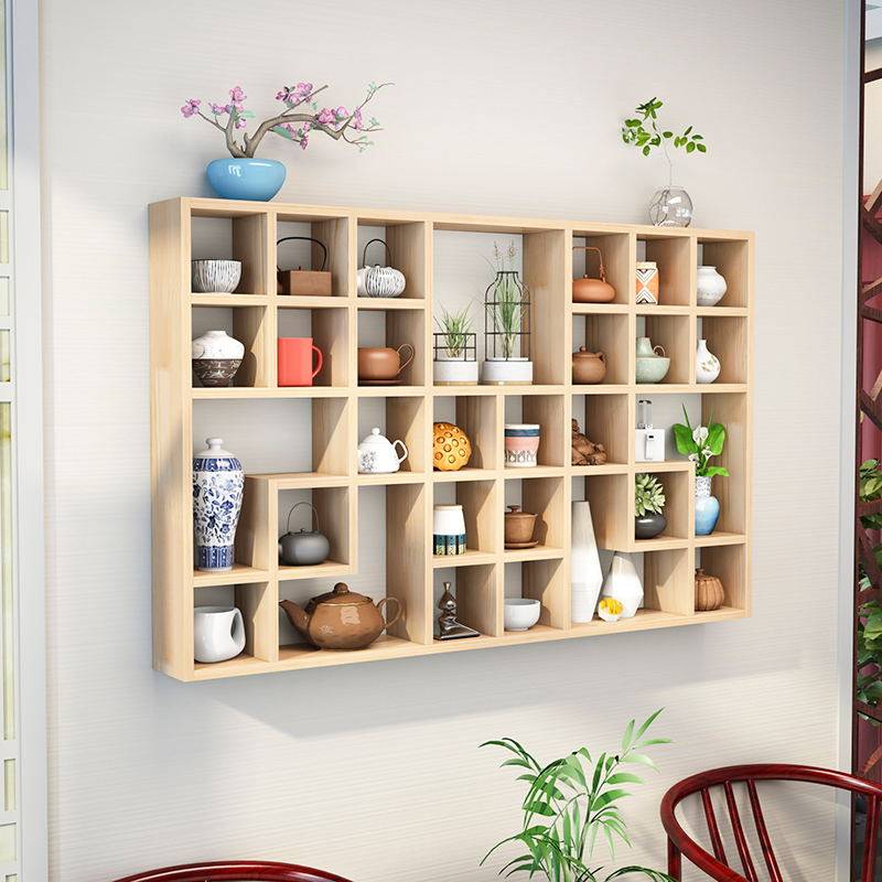 定做实木格子架墙上置物架壁挂收纳柜茶壶杯叶展示架小饰品书铺货,住宅家具,格架,淘宝优惠券,粉丝福利购,淘宝优惠卷