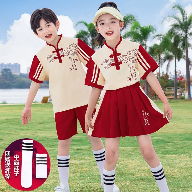 秋冬小学生校服夏季国风套装幼儿园园服洋气中式儿童学院运动班服
