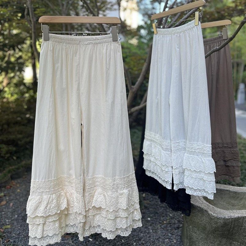 秋森系少女四层蕾丝花边阔腿打底裤宽松甜美小清新薄棉布叠穿衬裤,女装/女士精品,休闲裤,淘宝优惠券,粉丝福利购,淘宝优惠卷