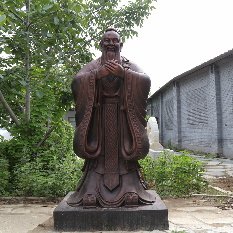 孔夫子玻璃钢人物雕塑制作园林大型校园落地铸铜雕像文化景观定制