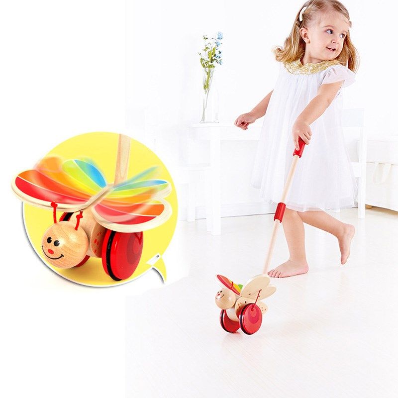 Hape蝴蝶推推乐手推车玩具单杆宝宝婴幼儿童学步1-3岁男女孩益趣