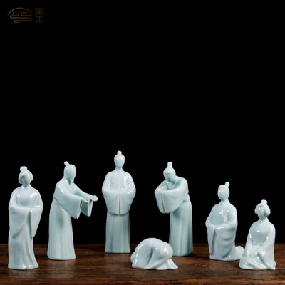 礼义之邦现代中式陶瓷摆件古典人物装饰品客厅玄关雕塑工艺品摆设
