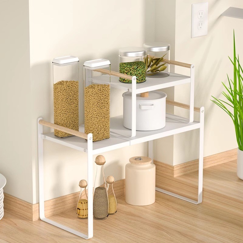 厨房可伸缩调料置物架台面锅具收纳架家用橱柜分层隔板架桌面碗架