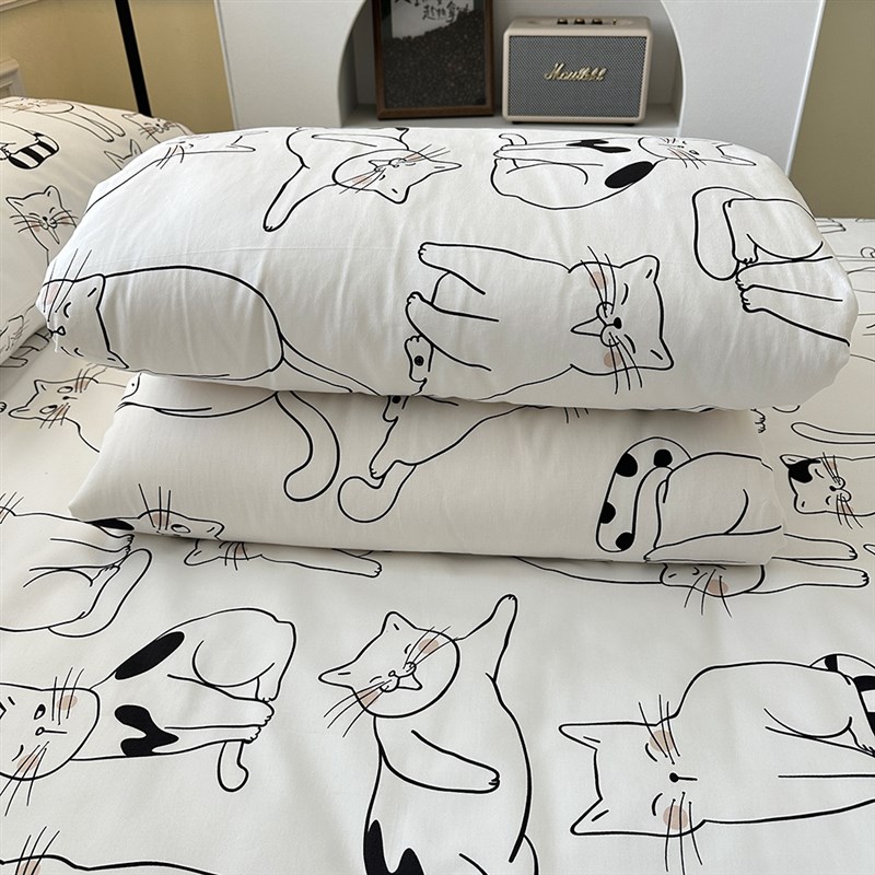 手绘猫咪1被套单件单人双人200x230学生宿舍1.5m全棉单独被罩