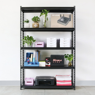 固腾货架黑色家用仓库仓储物架置物架阳台展M示铁架子多层自由组
