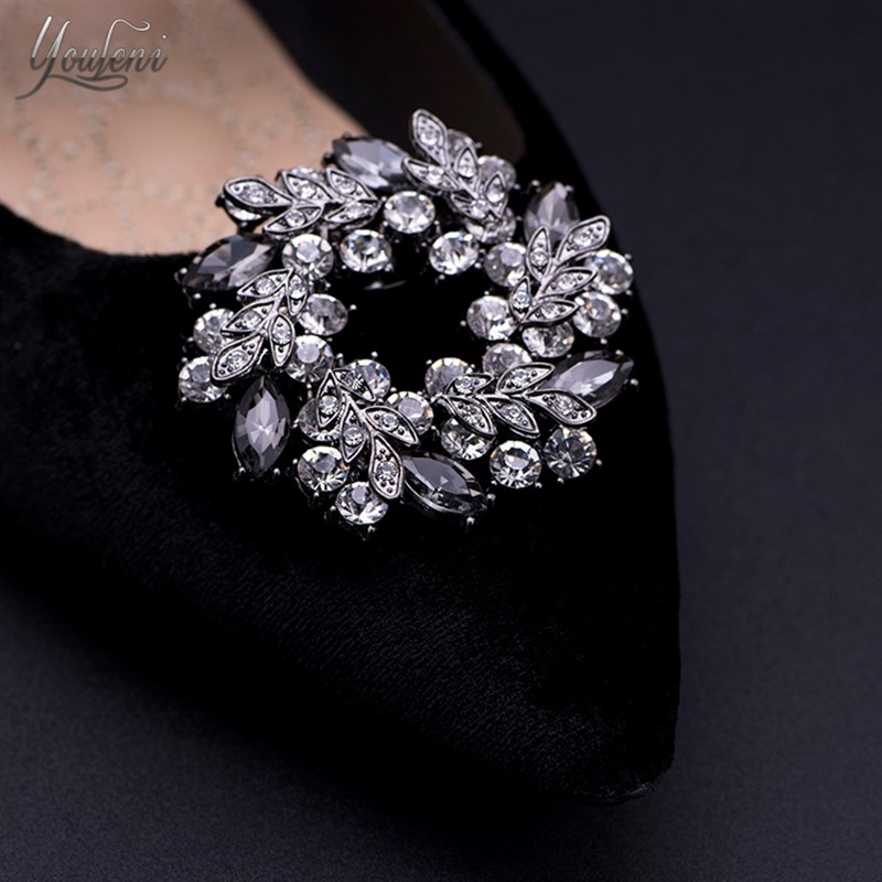 一双价 高档经典花环可拆卸奢华水钻女鞋流行鞋花鞋包扣 鞋上装饰