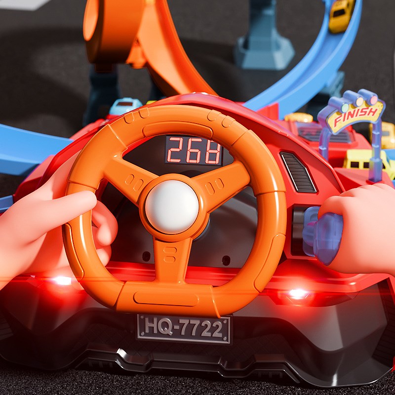 儿童竞速轨道赛车小汽车回旋竞速滑行碰撞灯光音乐电动轨道车玩具