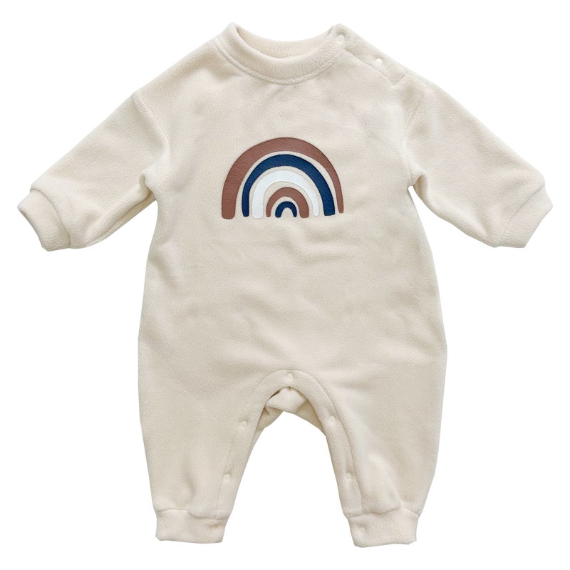 ins风韩国婴幼儿加绒连体衣宝宝秋冬摇粒绒哈衣加厚婴儿长袖爬服