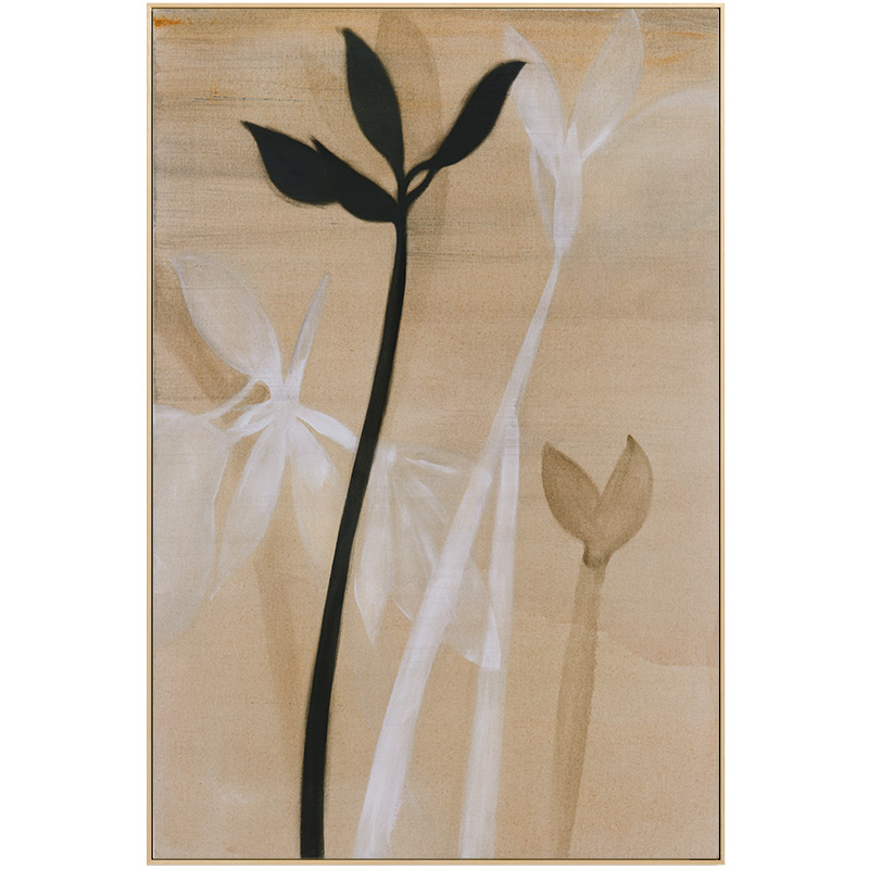 现代侘寂风玄关装饰画原木花卉入户进门挂画竖版日式壁画走廊过道图片