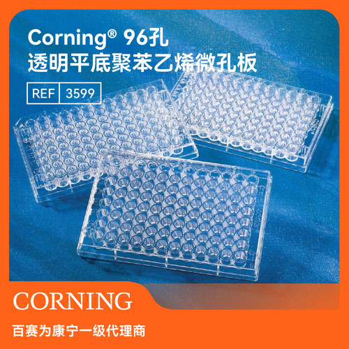 Corning 96孔TC处理微孔板平底透明带盖无菌细胞培养