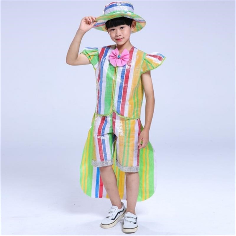 男孩子六一儿童节环保服装主题废物利用女生小班演出衣.服走秀可