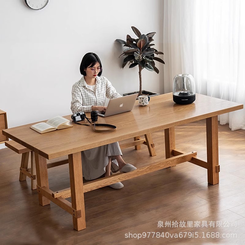 日式简约实木多人餐桌泡茶长桌